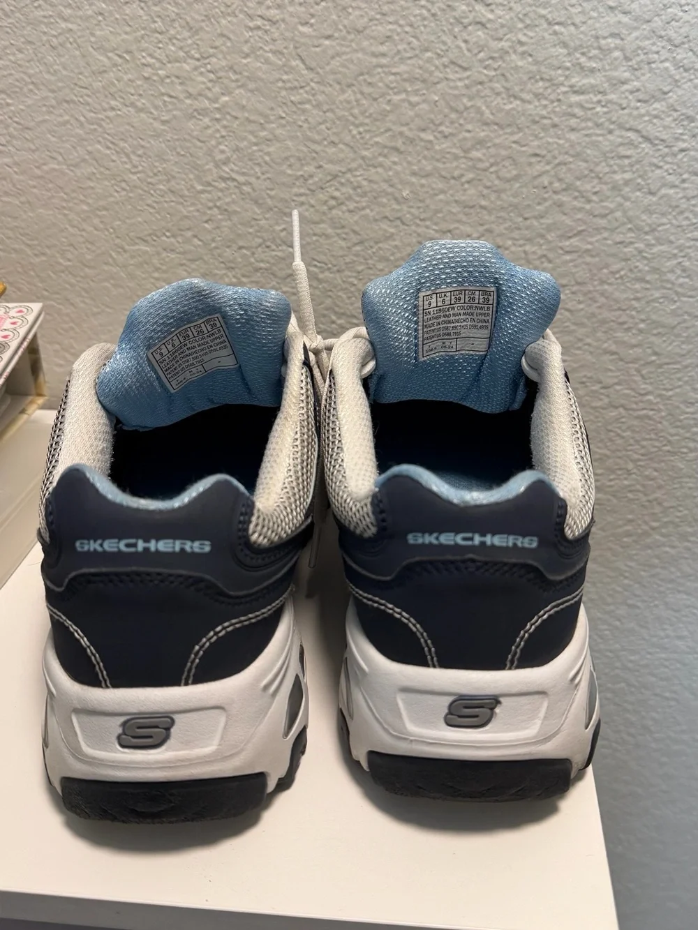 Skechers D'Lites Navy and White Sneakers - Picture 3 of 9